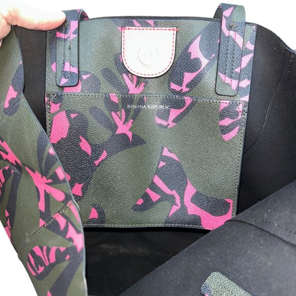 banana republic pink abstract-zebra print large tote bag 16x14 - Picture 2 of 6